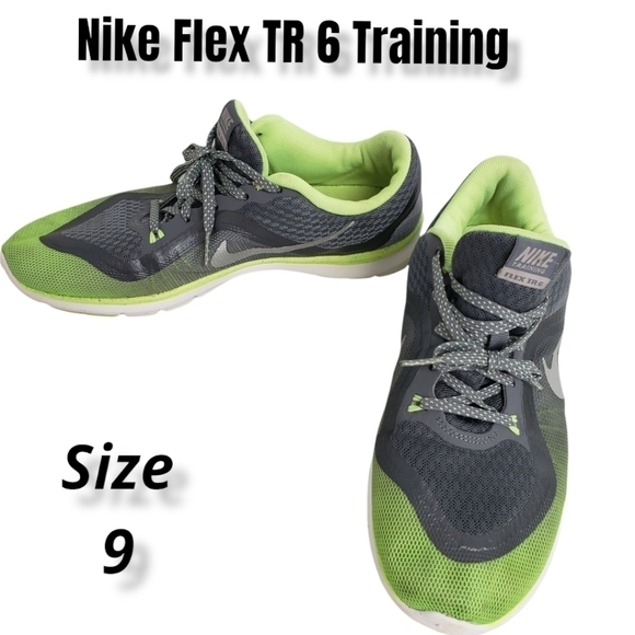 Nike Flex TR 6 Training Shoe Grey & Neon Green 9 VGUC - Picture 1 of 12